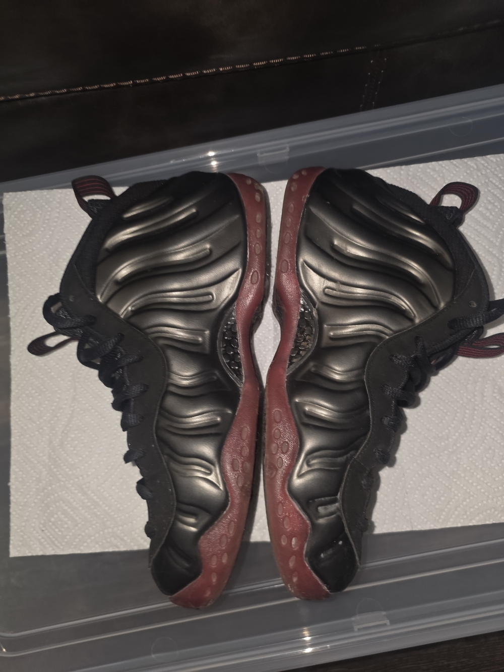 Nike Foamposite Men’s Black and Maroon Sneaker Shoes